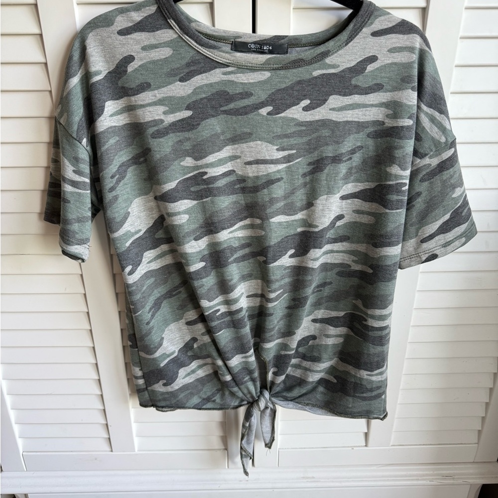 Camo Tie-Front Top